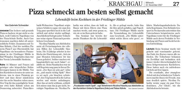 Lebenshilfe beim Pizzaseminar mit Umberto Napolitano in der Frießinger Mühle