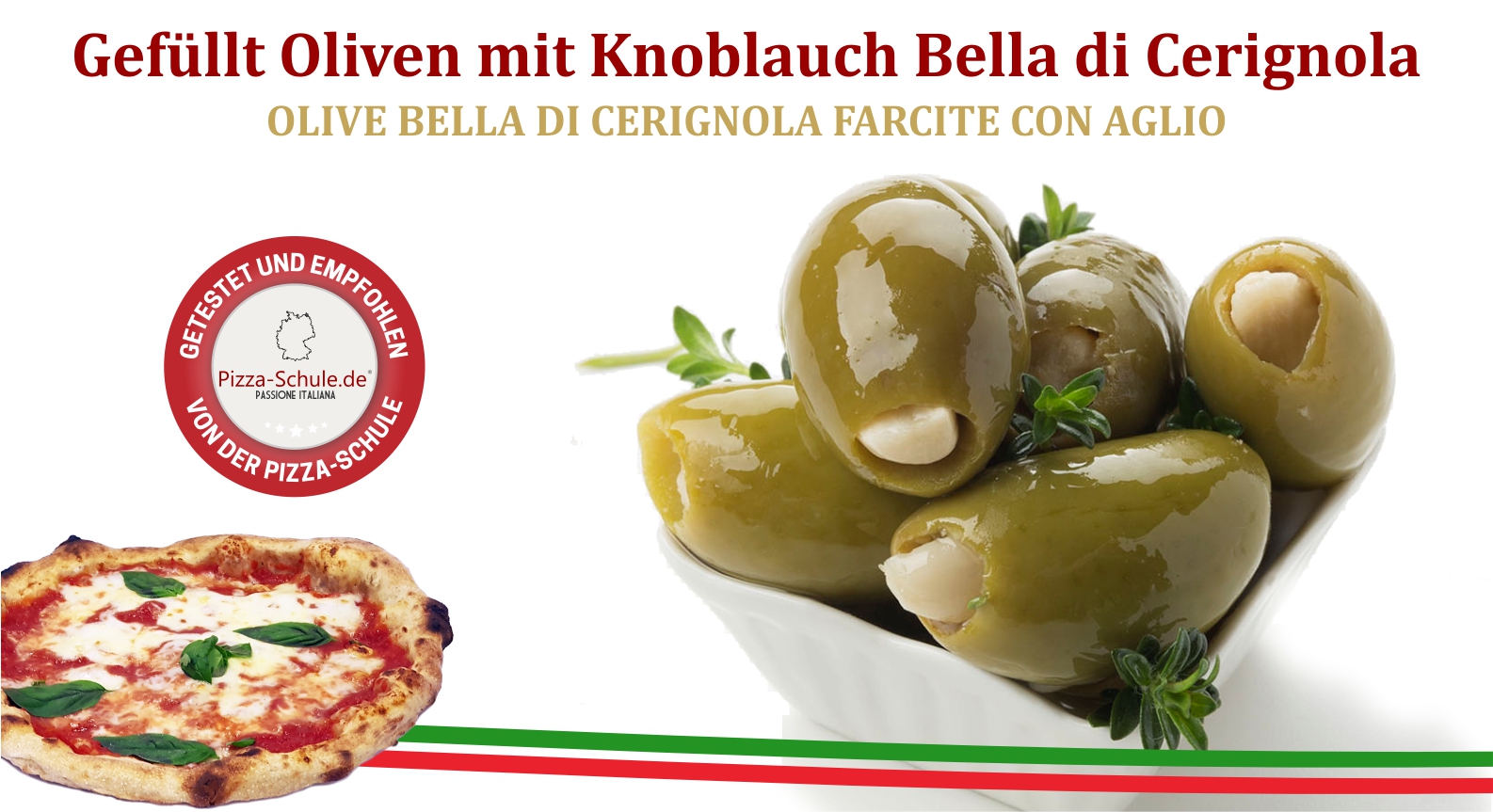 Gefüllt Oliven mit Knoblauch Bella di Cerignola