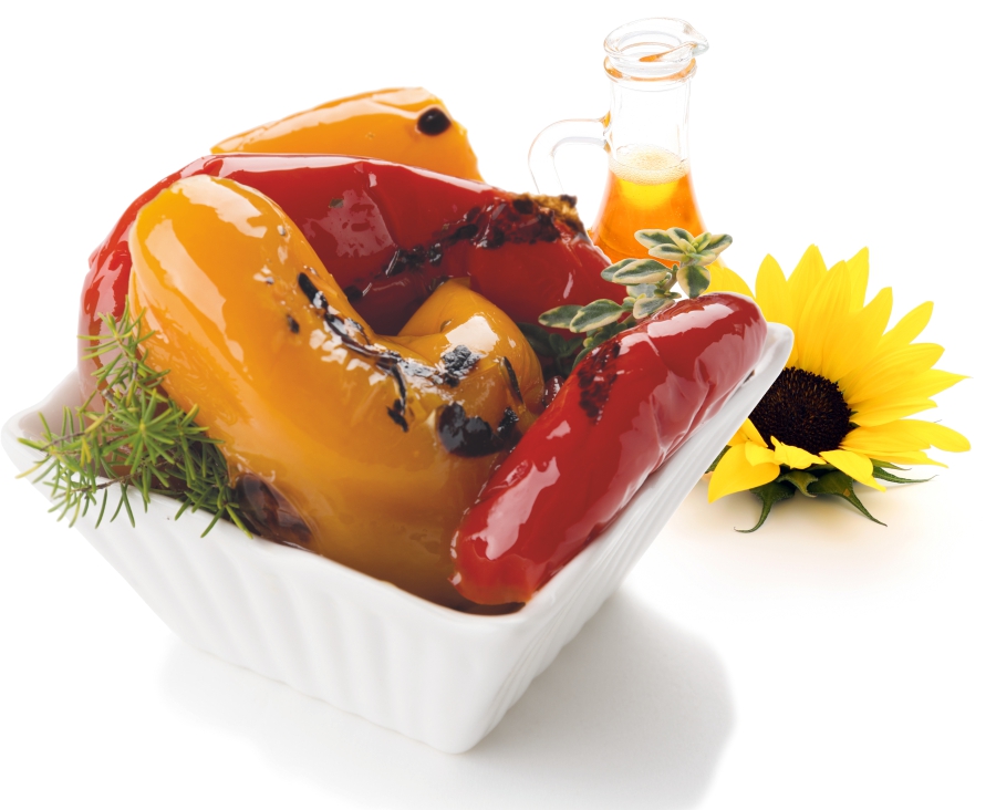 Gegrillte Paprika in Sonnenblumenöl