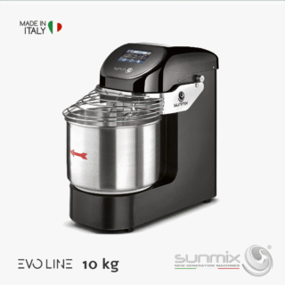 Sunmix EVO10 Spiralknetmaschine 10 kg mit Touchscreen Inverter für Pizza- und Brotteig Tiefschwarz