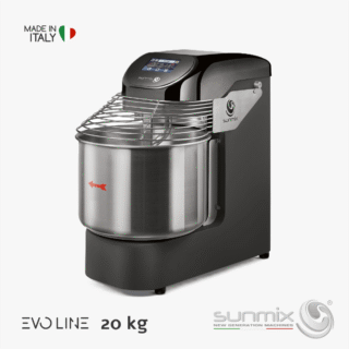 Sunmix EVO20 Spiralknetmaschine 20 kg mit Touchscreen Inverter für Pizza- und Brotteig Tiefschwarz