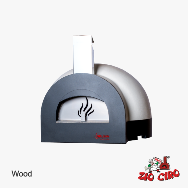 Zio Ciro Subito Cotto 60 Holz Pizzaofen aus Schamotte mit Kuppel in Weiß mit Tür - 2 Pizzen