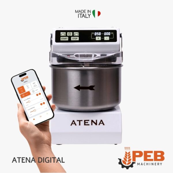 neue Spiralknetmaschine für Pizza PEB Machinery Atena Digital Weiß