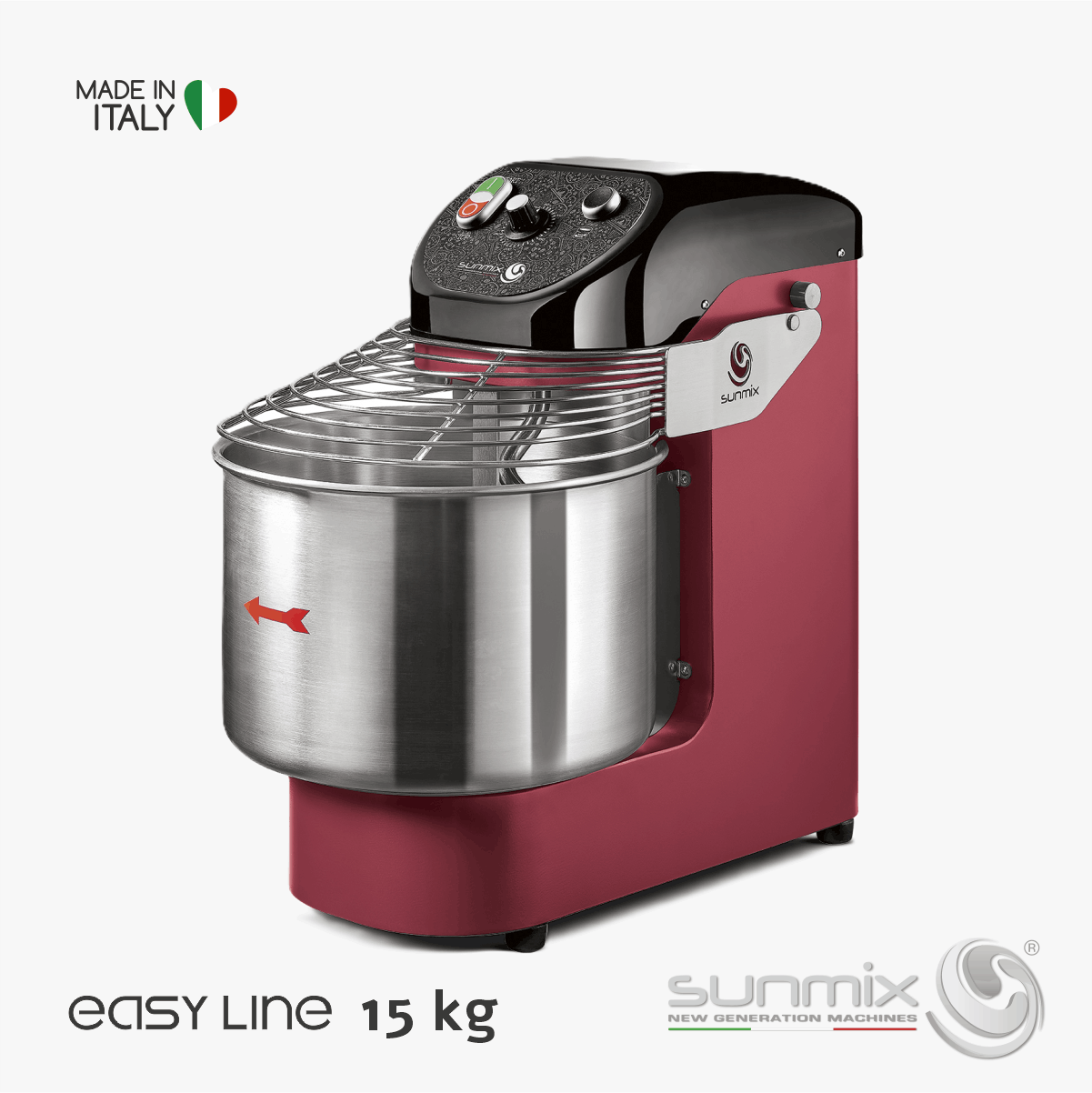 Sunmix EASY15 Spiralknetmaschine 15 kg für Pizza- Brot- und Pizzateig Rubinrot 1 Sunmix EASY15 Spiralknetmaschine 15 kg für Pizza- Brot- und Pizzateig Rubinrot
