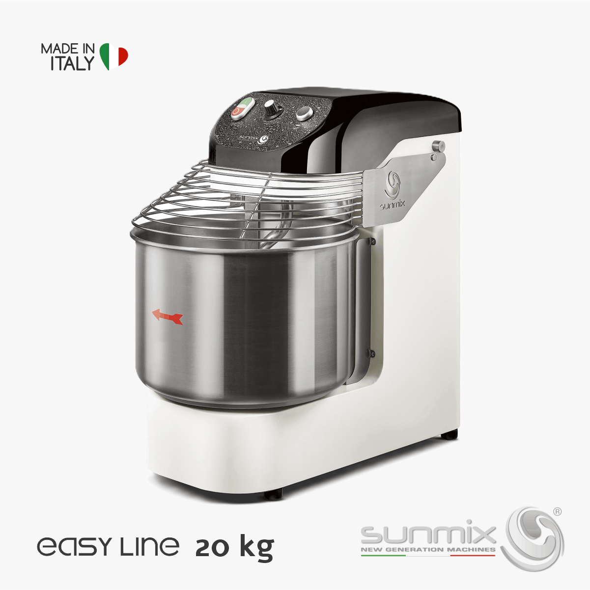 Sunmix EASY20 Spiralknetmaschine 20 kg für Pizza- Brot- und Pizzateig Reinweiß