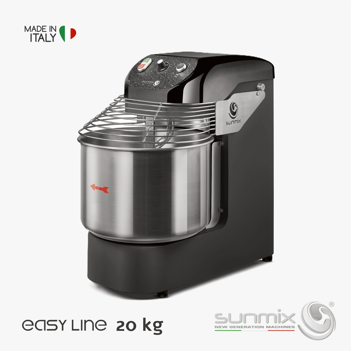 Sunmix EASY20 Spiralknetmaschine 20 kg für Pizza- Brot- und Pizzateig Tiefschwarz