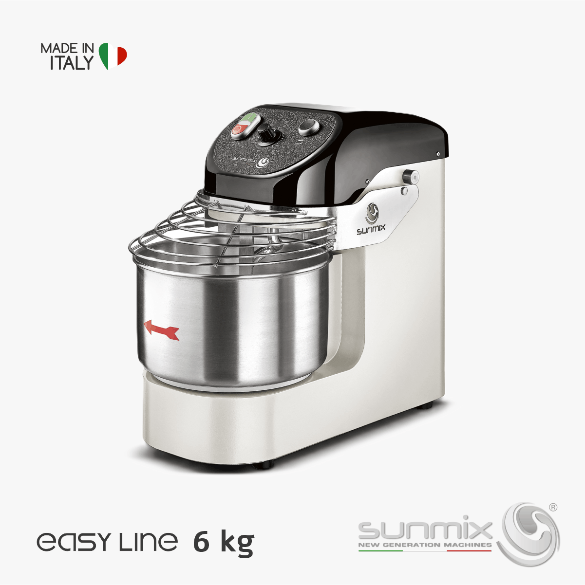 Sunmix EASY6 Spiralknetmaschine 6 kg für Pizza- Brot- und Pizzateig Reinweiß