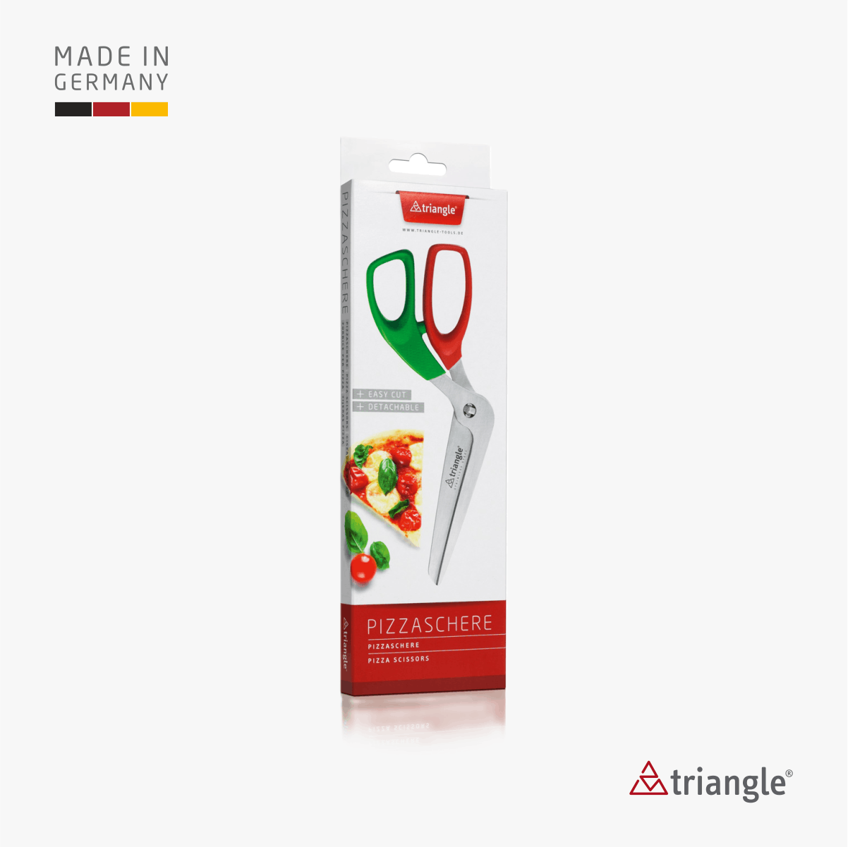 Triangle Pizzaschere Rot-Grün aus Edelstahl Made in German 50 491 11 02