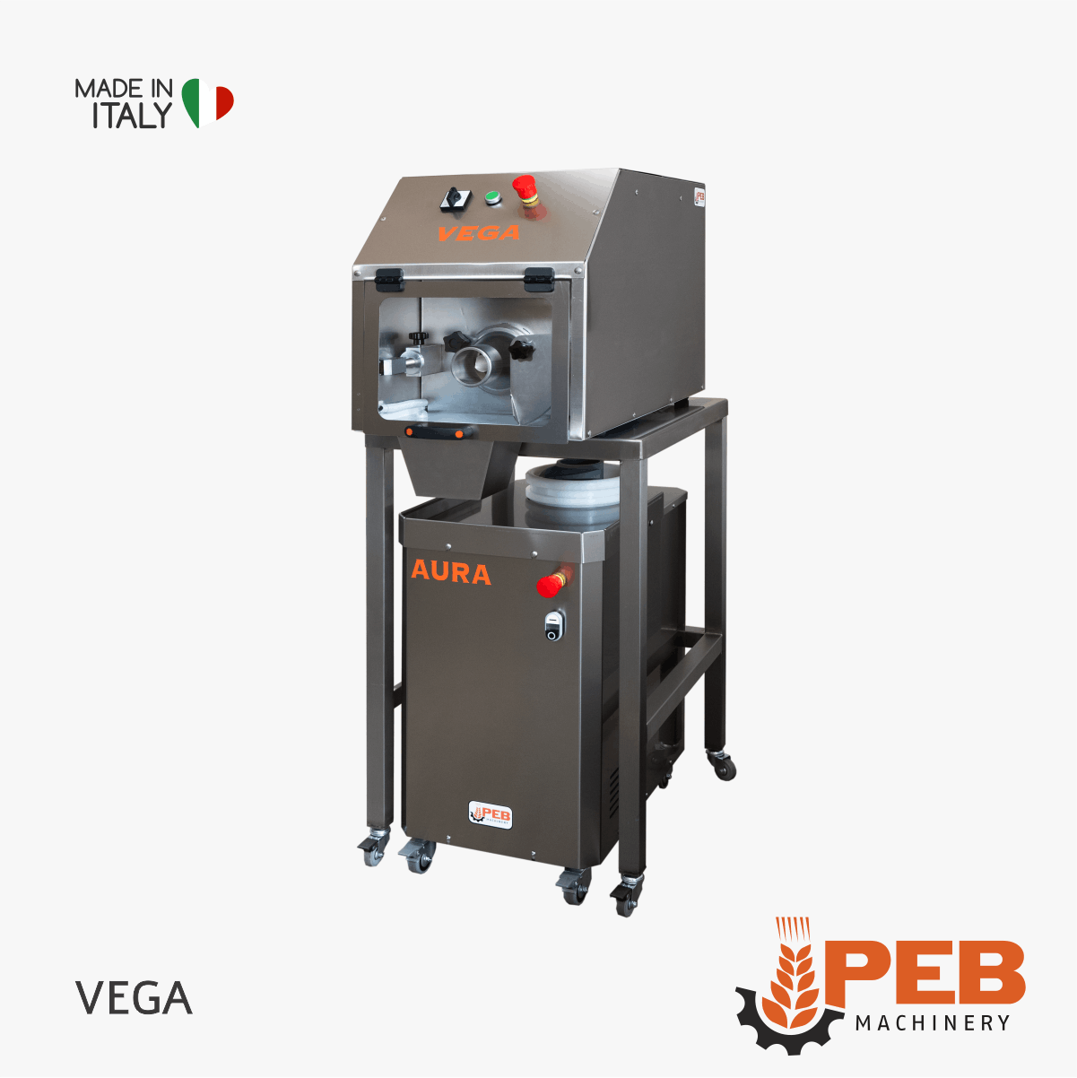 PEB Machinery VEGA Teigportionierer kombiniert mit AURA Teigabrunder