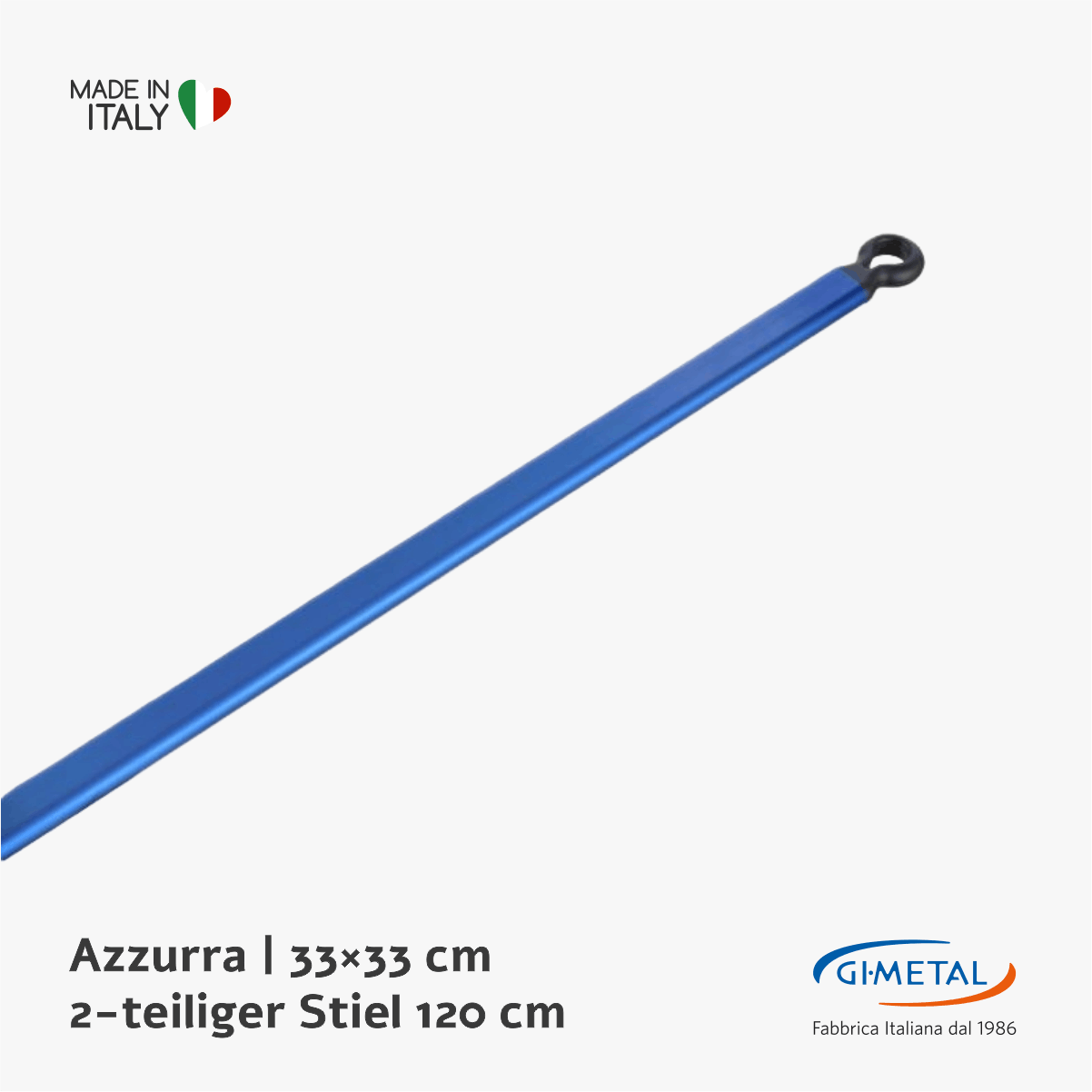 GiMetal Azzurra Pizzaschaufel perforiert 33×33 cm Aluminium 2 teiliger Stiel 120 cm A-32RFX-120