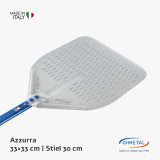 GiMetal Azzurra Pizzaschaufel perforiert 33×33 cm Aluminium Stiel 30 cm A-32RF-30