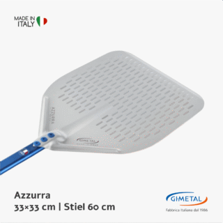 GiMetal Azzurra Pizzaschaufel perforiert 33×33 cm Aluminium Stiel 60 cm A-32RF-60