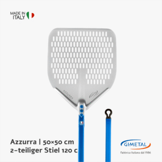 Gi.Metal Azzurra Pizzaschaufel perforiert 50×50 cm Aluminium – 2-teiliger Stiel 120 cm | A-50RFX/120