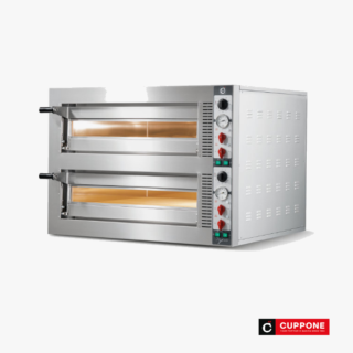 Cuppone Tiepolo Elektro-Pizzaofen mit zwei Backkammern, Front aus Edelstahl