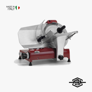 PEFRA PFAR 300 Aufschnittmaschine mit Messer Ø 300 mm, rotes Aluminiumgehäuse im Retro-Stil, Made in Italy