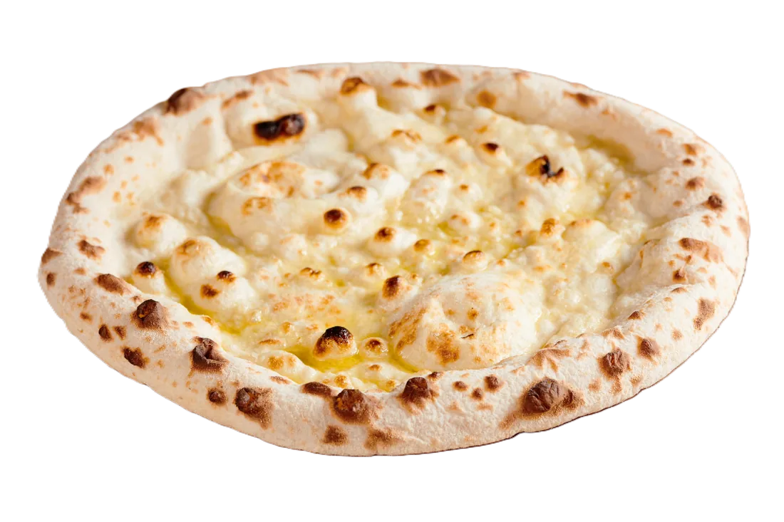 Neapolitanische Pizza Bianca mit luftigem Rand